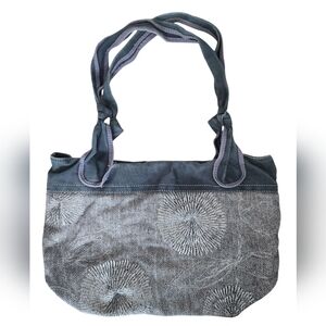 FOSSIL denim embroidered shoulder tote bag, vintage, y2k